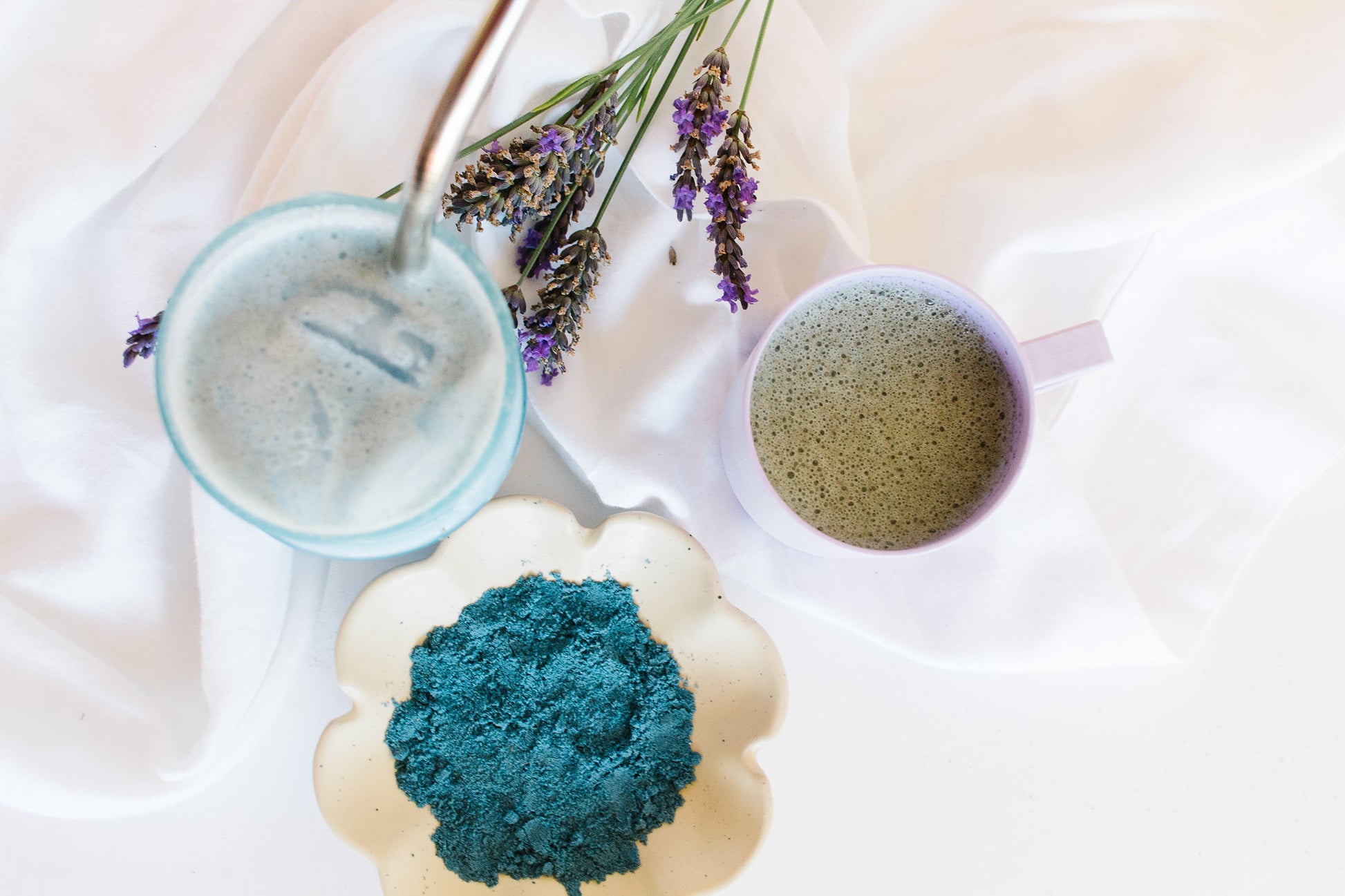 blue lavender latte mix in mug