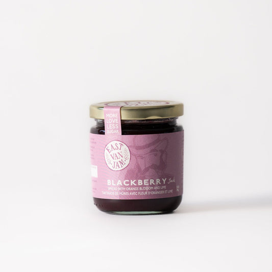 blackberry jam in glass jar