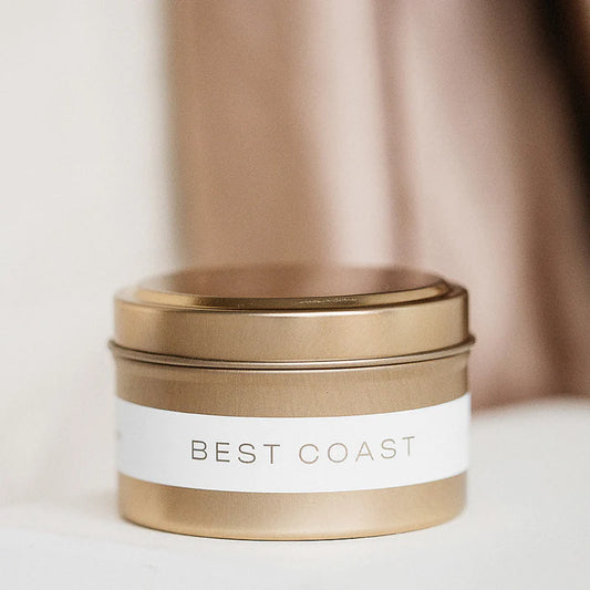 gold tin soy candle best coast 6oz