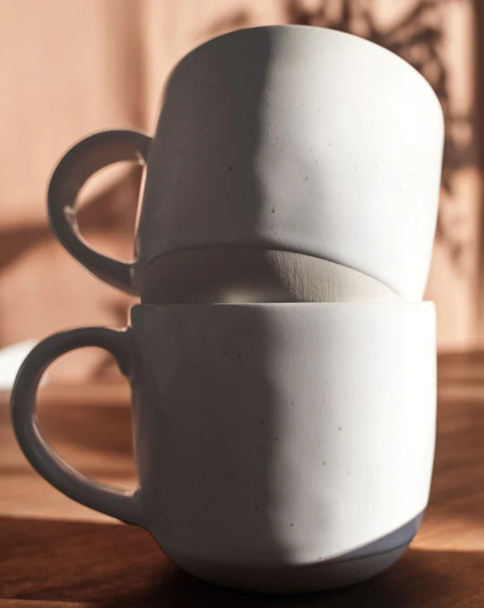 fable white mug two flecked ceramic